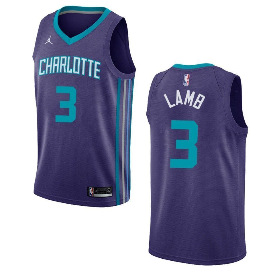 Charlotte Hornets 3 Jeremy Lamb Statement Swingman Purple NBA Jersey Men's