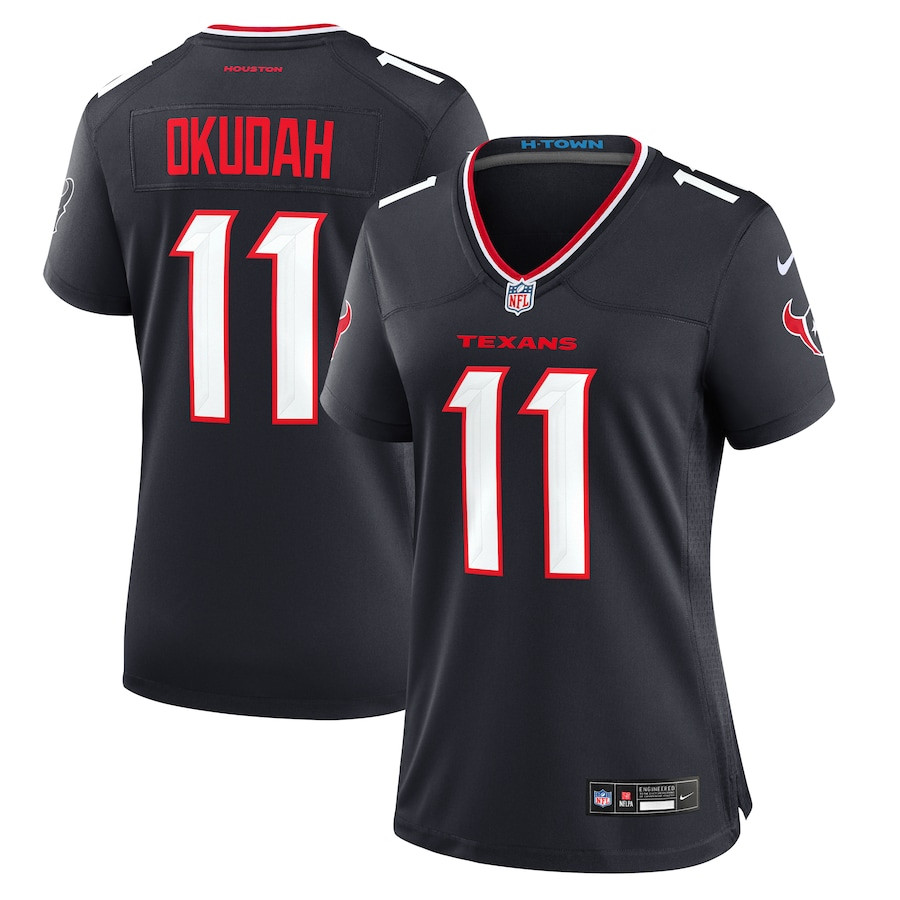 Jeff Okudah 11 Houston Texans Team Game Navy NFL Jersey Women's