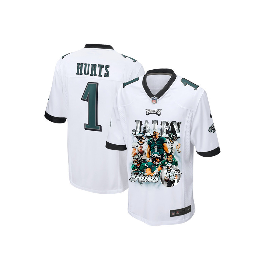 Jalen Hurts 1 Philadelphia Eagles Go Directly To Jalen Game White NFL Jersey Youth