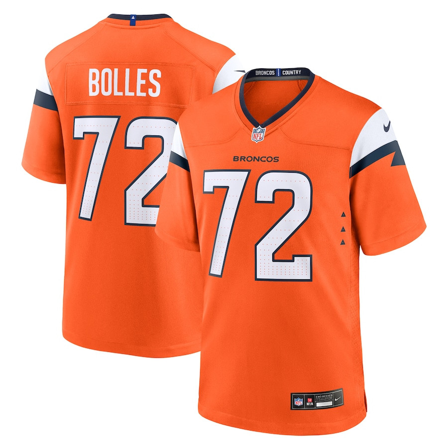 Garett Bolles 72 Denver Broncos Team Game Orange NFL Jersey Men's