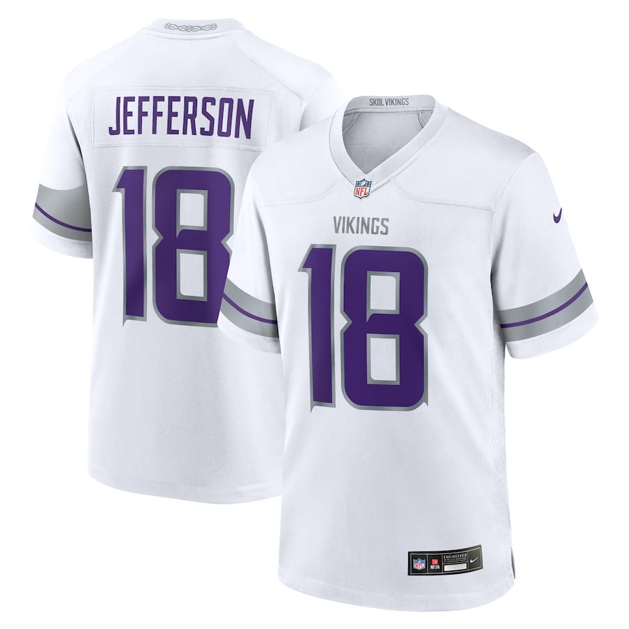 Justin Jefferson 18 Minnesota Vikings Alternate Game Player White NFL Jersey Men's