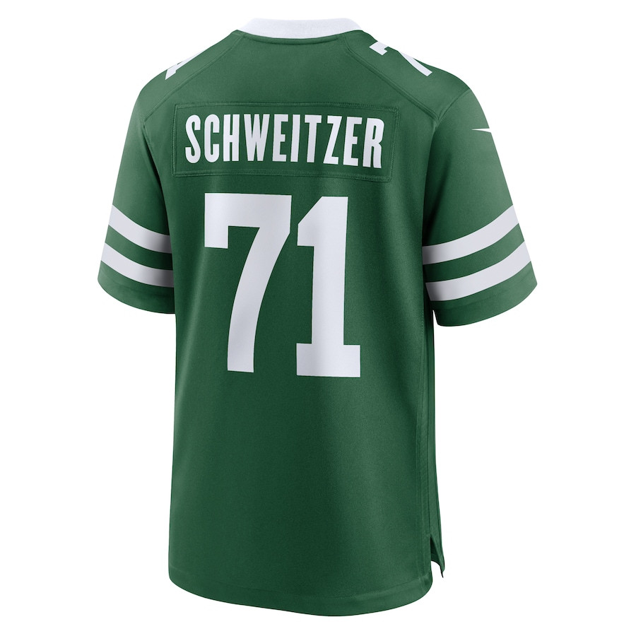 Wes Schweitzer 71 New York Jets Team Game Legacy Green NFL Jersey Men's