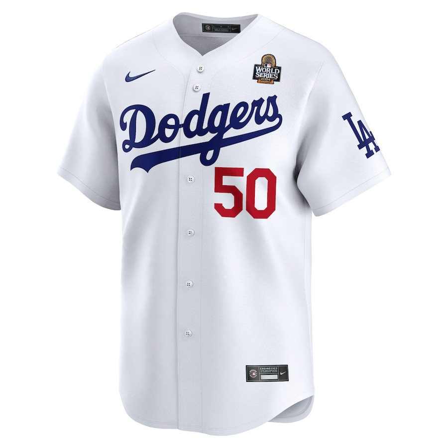 Mookie Betts 50 Los Angeles Dodgers 2024 World Series Home Limited Player White MLB Jersey Men's