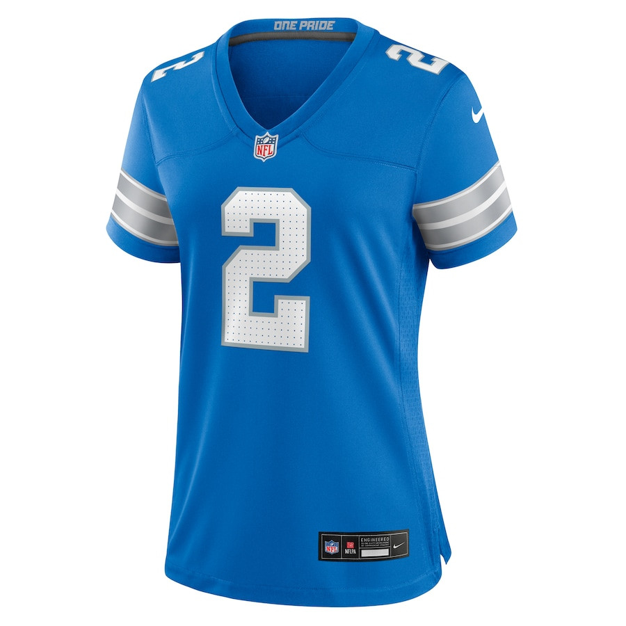 Hendon Hooker 2 Detroit Lions Team Game Blue NFL Jersey Women's