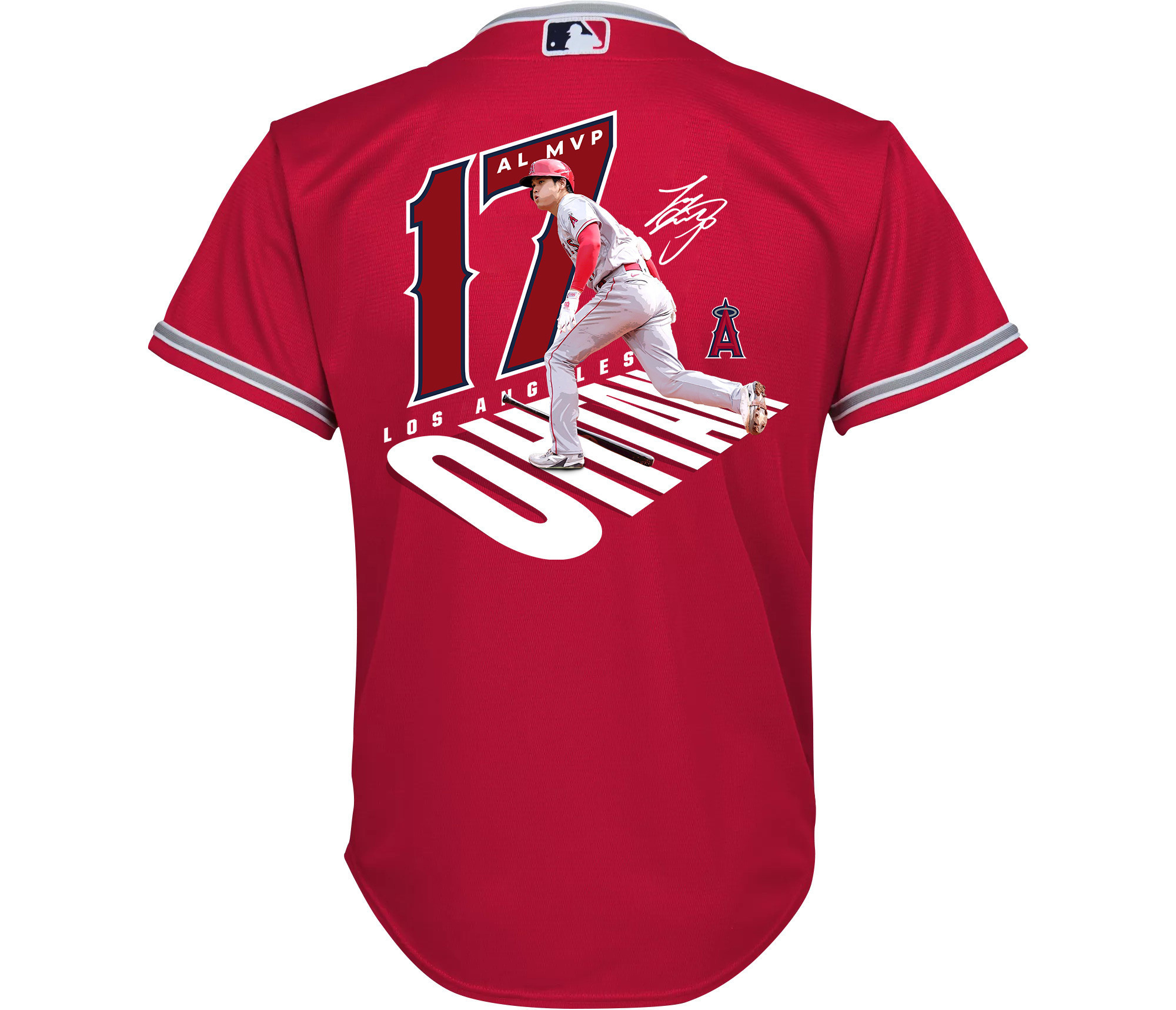 Shohei Ohtani 17 Los Angeles Angels Signed Number 2023 Alternate Player Red MLB Jersey Youth