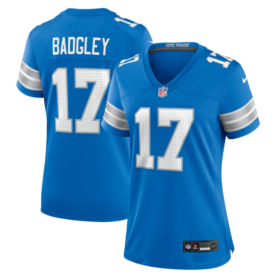 Michael Badgley 17 Detroit Lions Team Game Blue NFL Jersey Women's