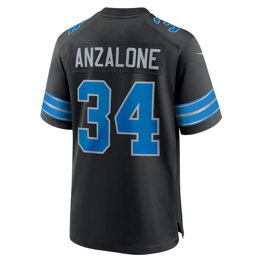 Alex Anzalone 34 Detroit Lions 2nd Alternate Game Black NFL Jersey Men's