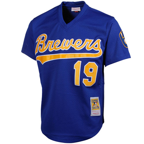 Milwaukee Brewers Robin Yount Mitchell Ness Royal Cooperstown Mesh Batting Practice MLB Jersey Men's