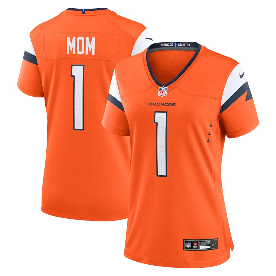 Number 1 Mom Denver Broncos Game Orange NFL Jersey Women's