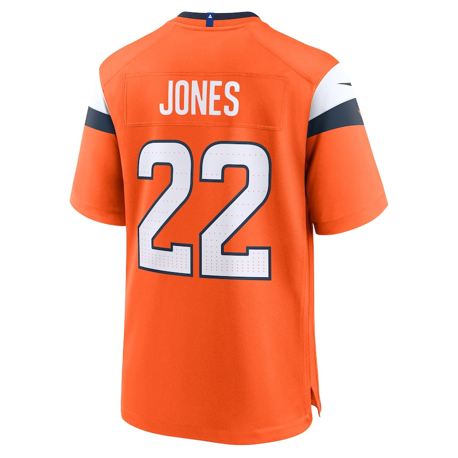 Brandon Jones 22 Denver Broncos Team Game Orange NFL Jersey Men's