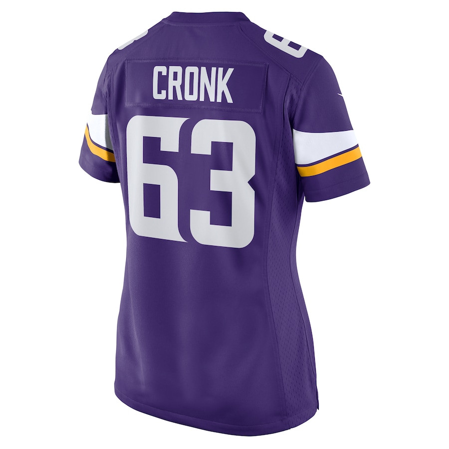 Coy Cronk 63 Minnesota Vikings Team Game Purple NFL Jersey Women's