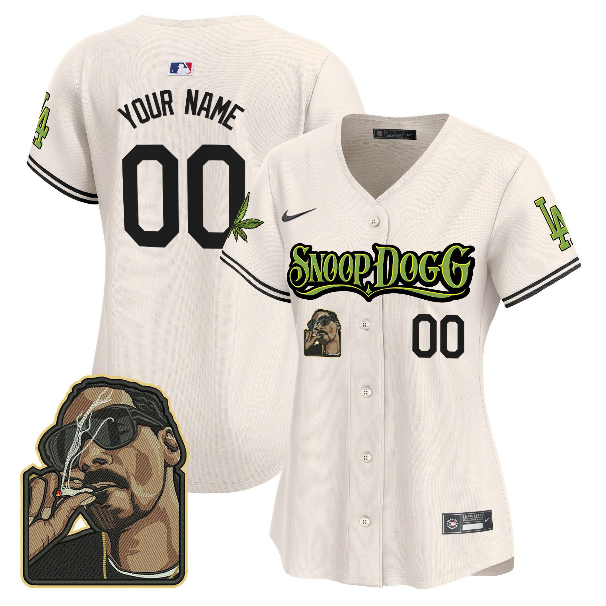 Los Angeles Dodgers Snoop Dogg Custom Cream MLB Jersey Women's