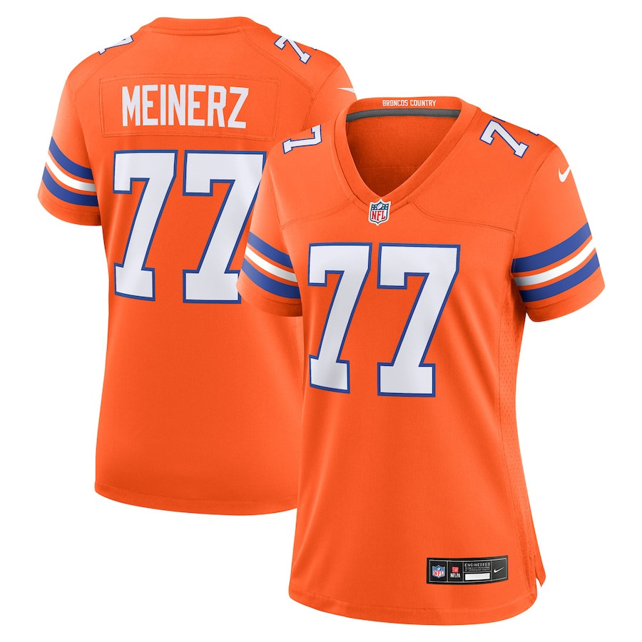 Quinn Meinerz 77 Denver Broncos Mile High Collection 1977 Throwback Player Game Orange NFL Jersey Women's