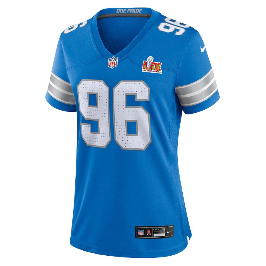 Kyle Peko #96 Detroit Lions Super Bowl LIX Blue NFL Jersey Women's