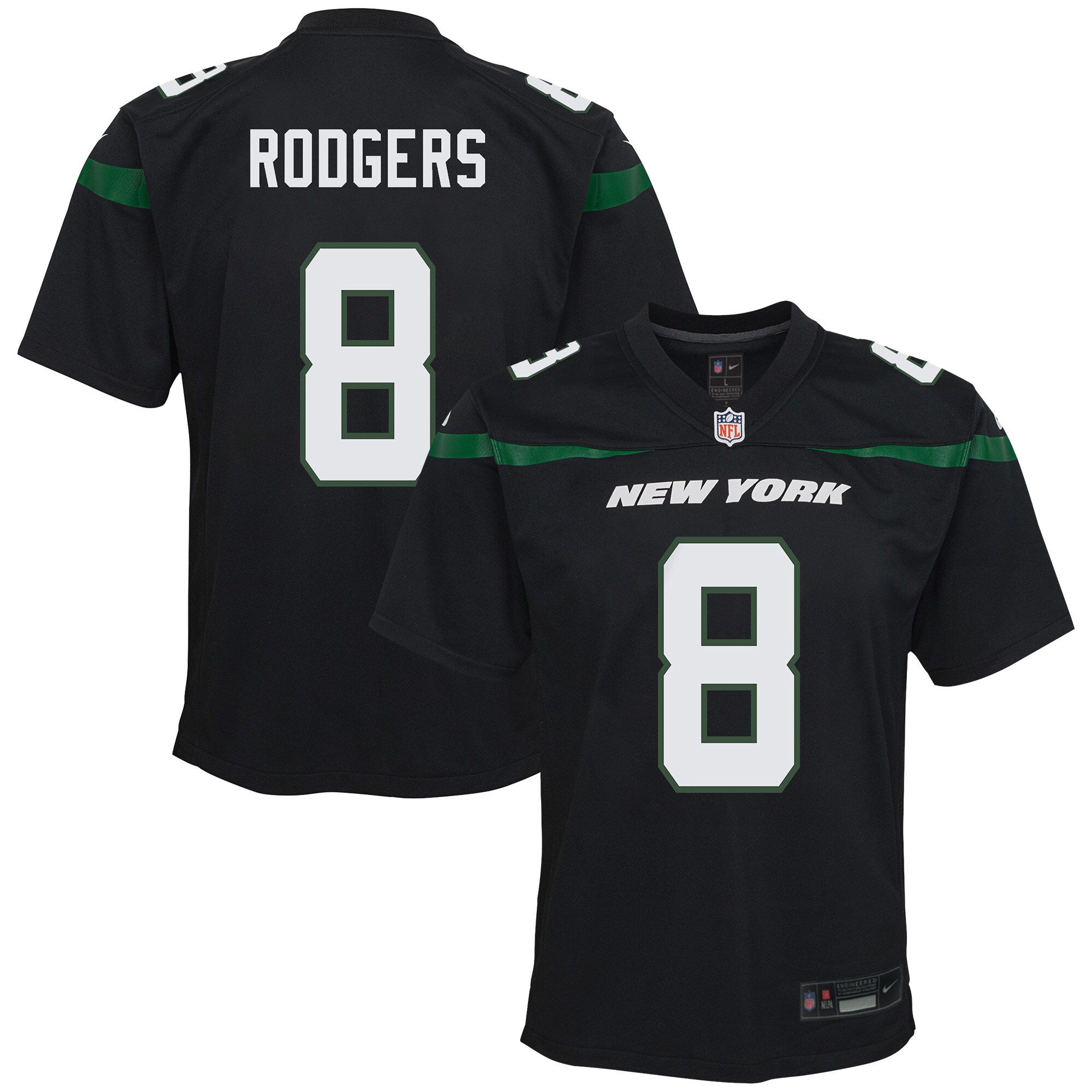 New York Jets Aaron Rodgers Black Game NFL Jersey Youth