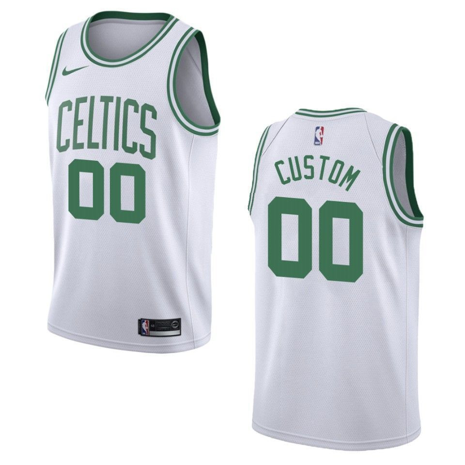 Boston Celtics 00 Custom Association Swingman White NBA Jersey Men's