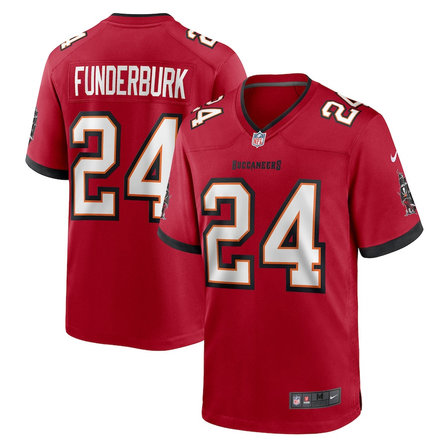 Tyrek Funderburk 24 Tampa Bay Buccaneers Game Red NFL Jersey Men's