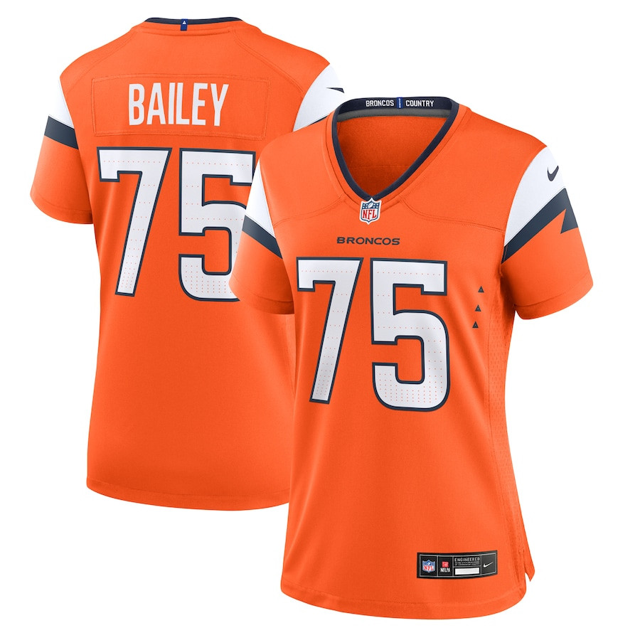 Quinn Bailey 75 Denver Broncos Team Game Orange NFL Jersey Women's