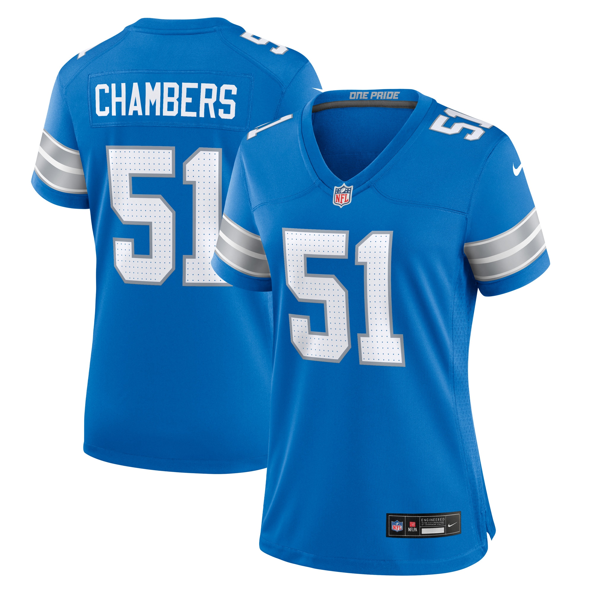 Detroit Lions Steele Chambers Blue Game NFL Jersey Women's
