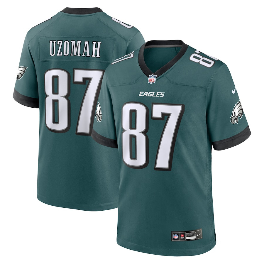 C.J. Uzomah 87 Philadelphia Eagles Team Game Midnight Green NFL Jersey Men's