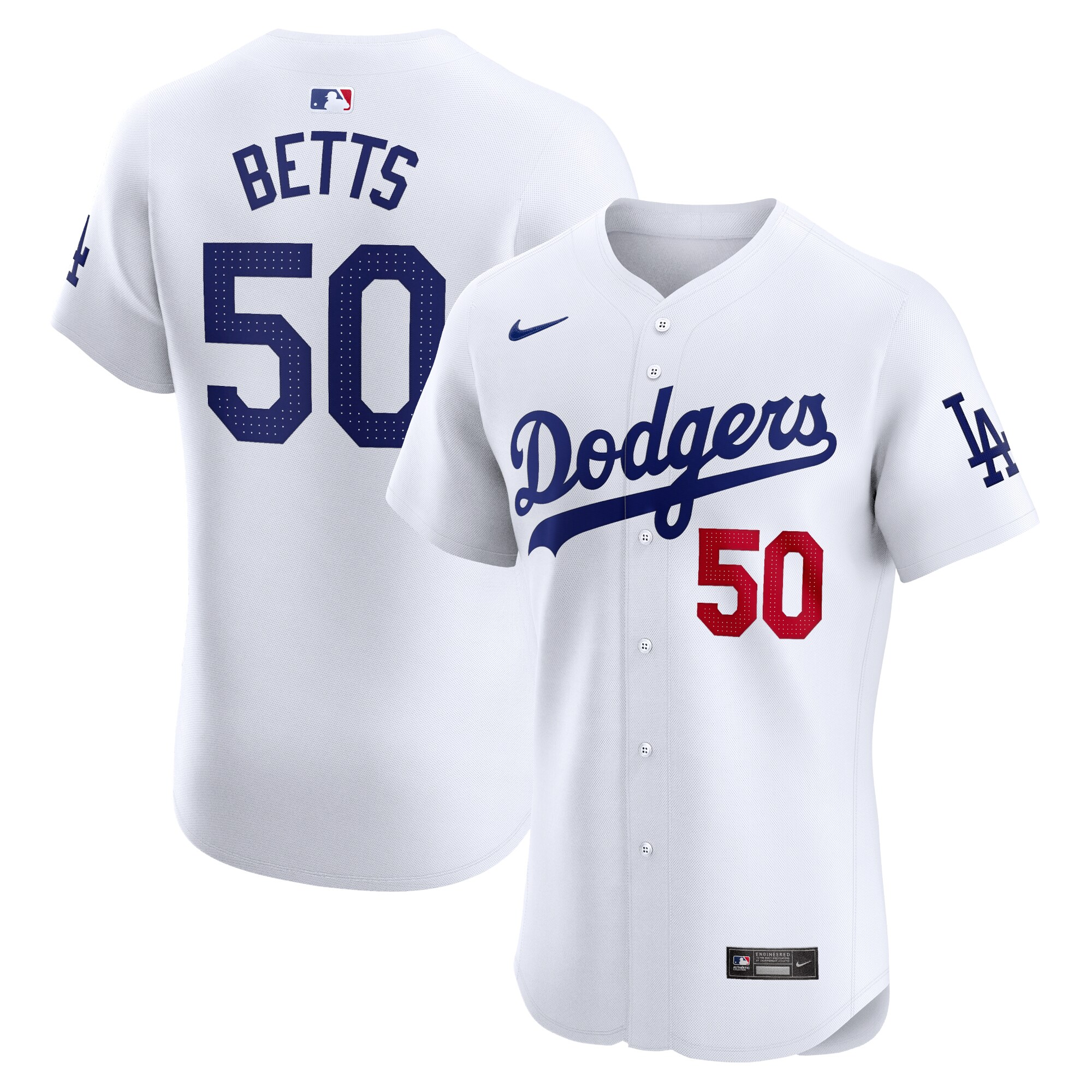 Los Angeles Dodgers Mookie Betts White Home Elite MLB Jersey Men's