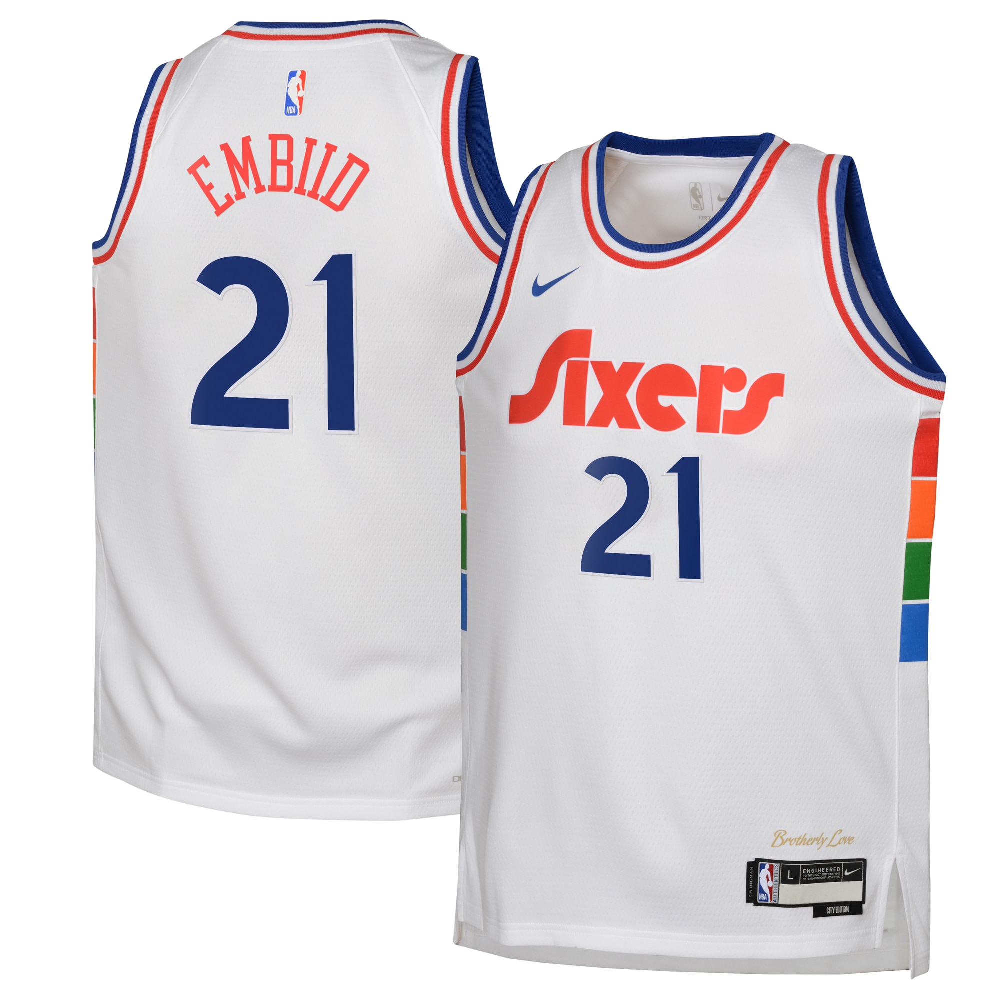 Camiseta City Edition Swingman de los Philadelphia 76ers 2024 Blanca Joel Embiid Juvenil NBA Jersey Men's