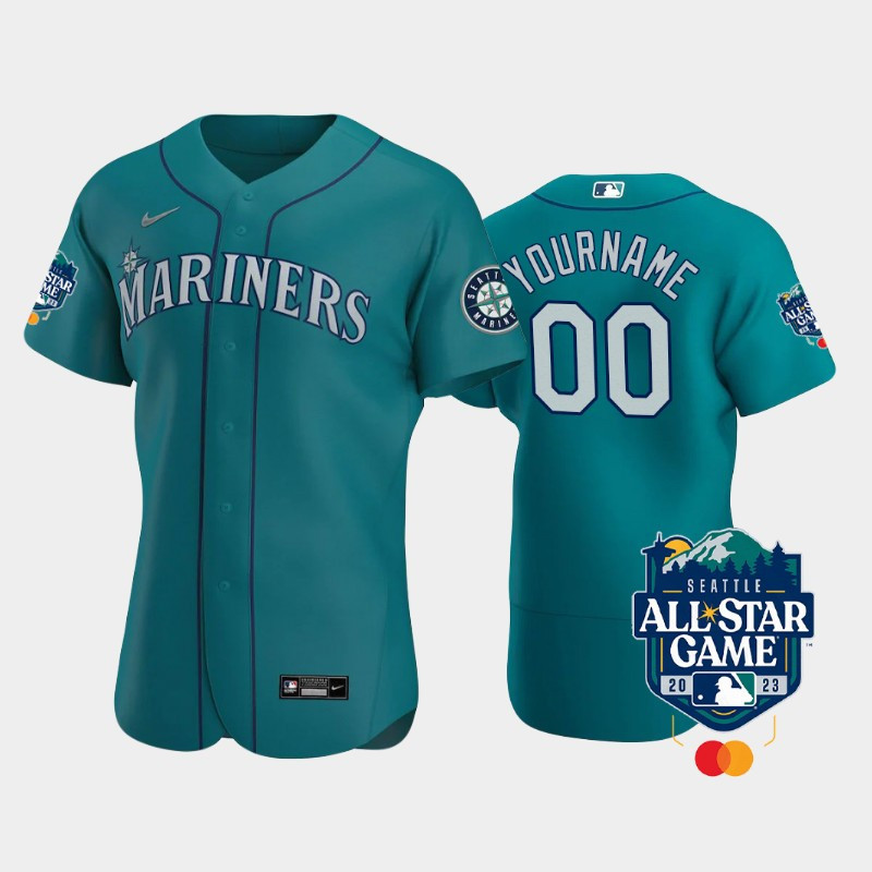 2023 All Star Game Seattle Mariners 00 Custom Aqua MLB Jersey Men's
