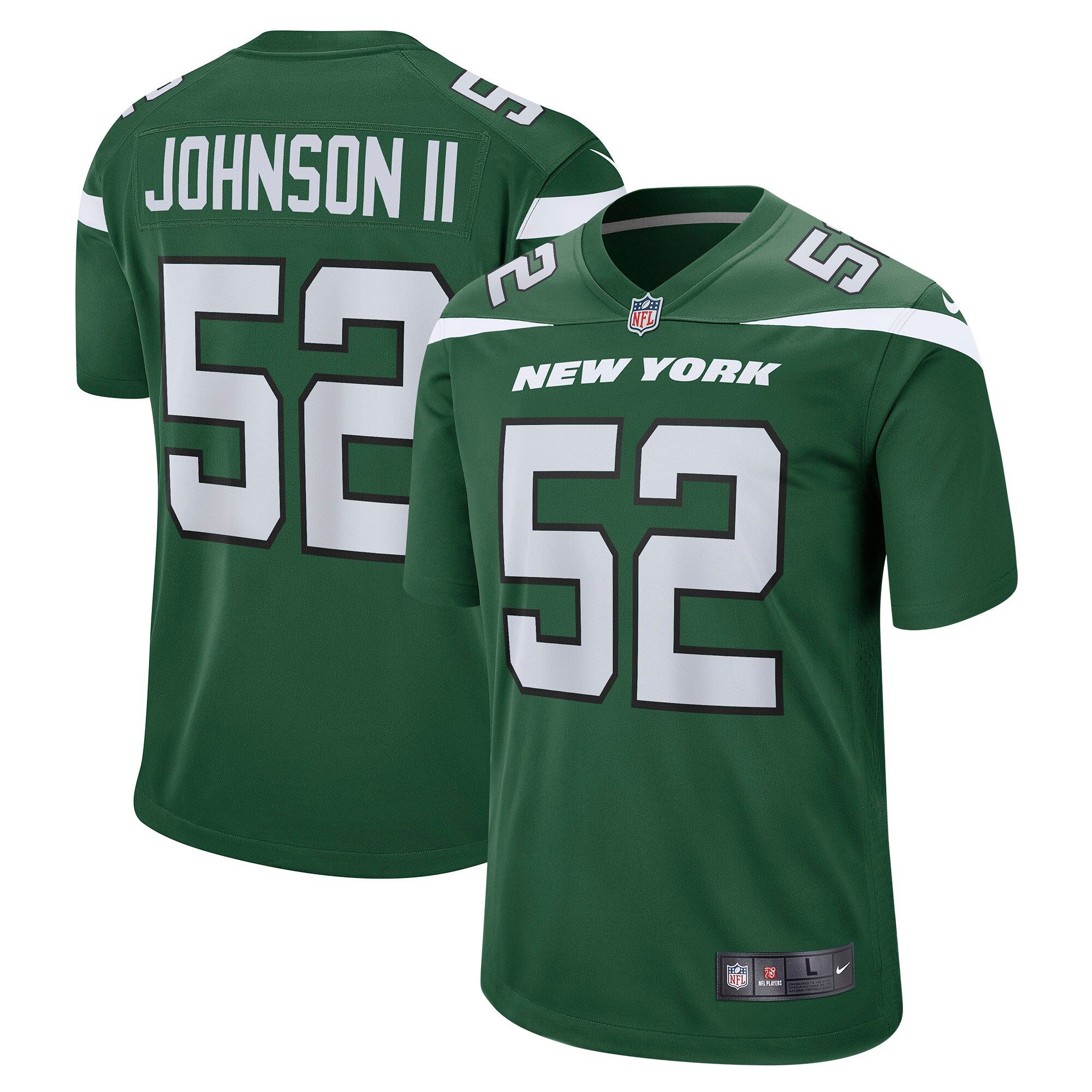 New York Jets Jermaine Johnson II Green Player Game NFL Jersey Men's