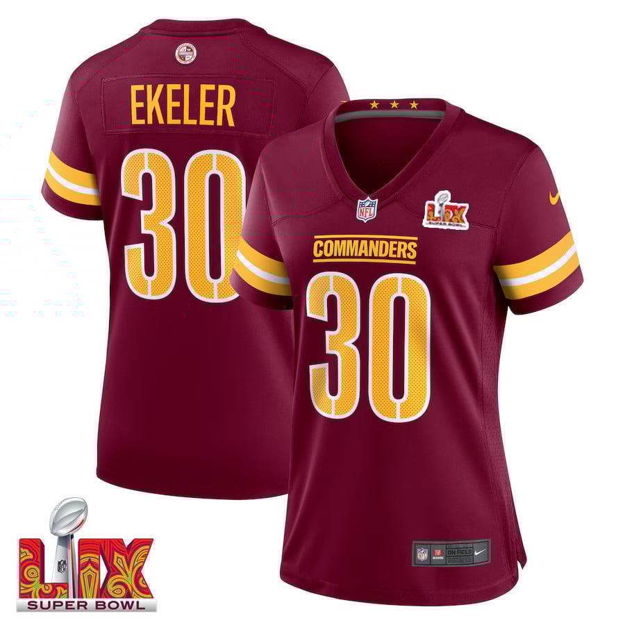 Austin Ekeler #30 Washington Commanders Super Bowl LIX Burgundy NFL Jersey Women's