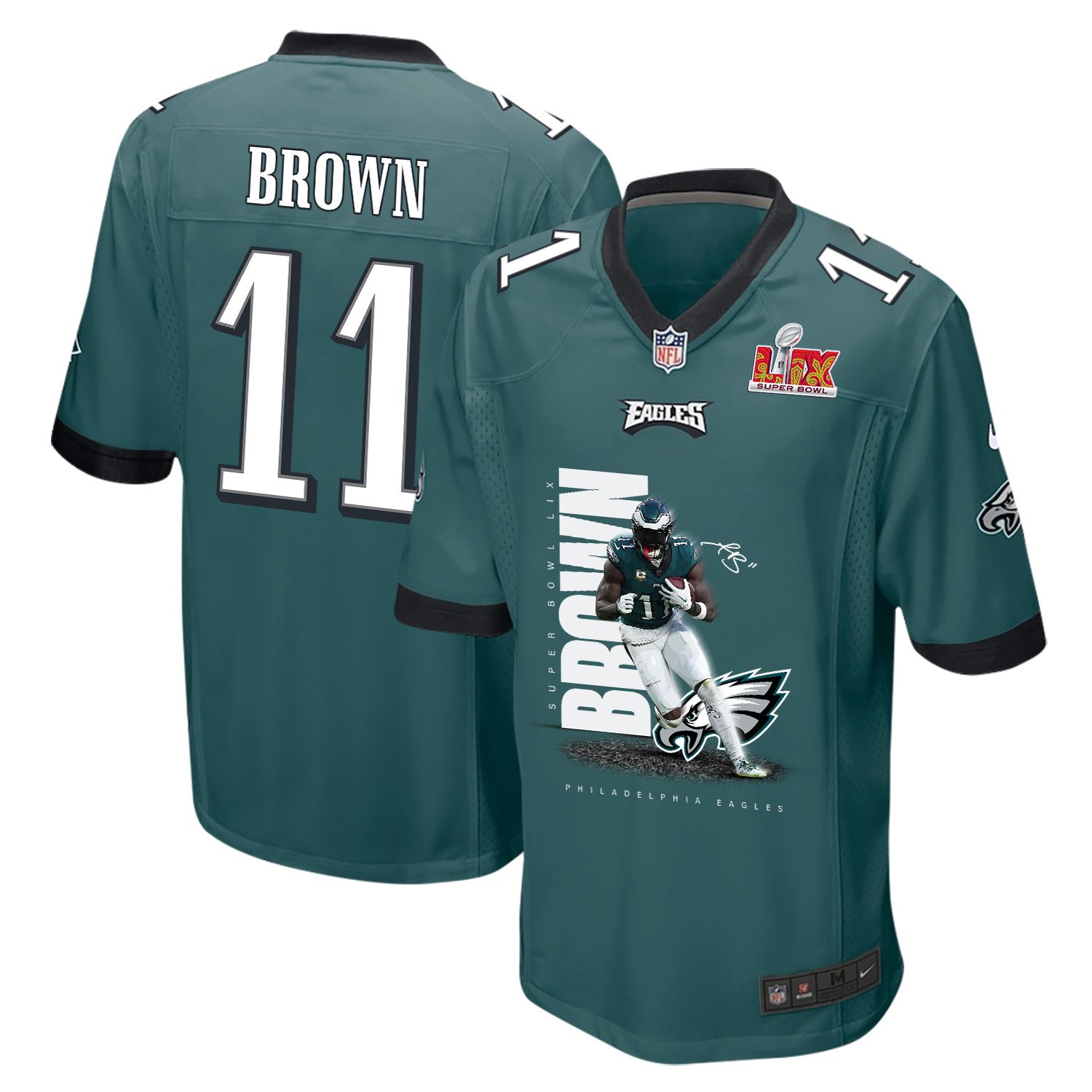 A.J. Brown 11 Philadelphia Eagles Mr. UPS Game Midnight Green NFL Jersey Men's