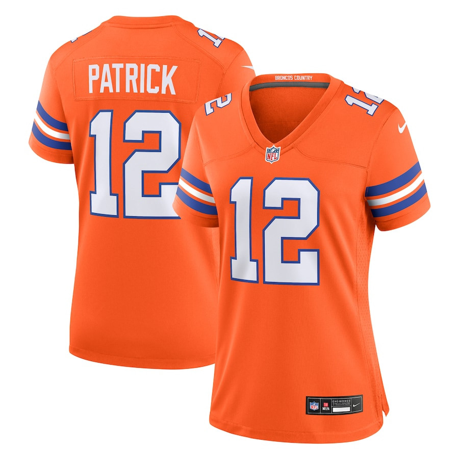 Tim Patrick 12 Denver Broncos Mile High Collection 1977 Throwback Player Game Orange NFL Jersey Women's