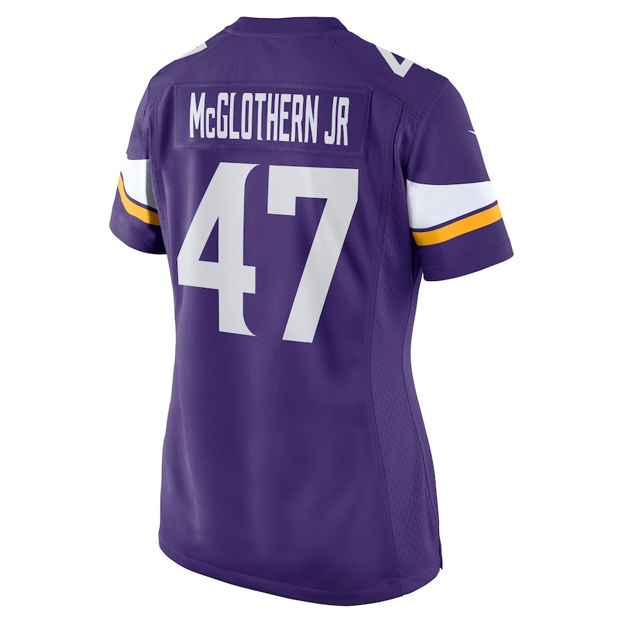 Dwight McGlothern Jr. 47 Minnesota Vikings Game Purple NFL Jersey Women's