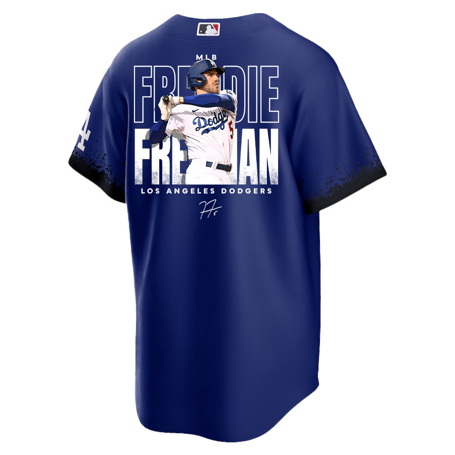 Freddie Freeman 5 Los Angeles Dodgers Signed Home Run 2023 City Connect Player Royal MLB Jersey Men's