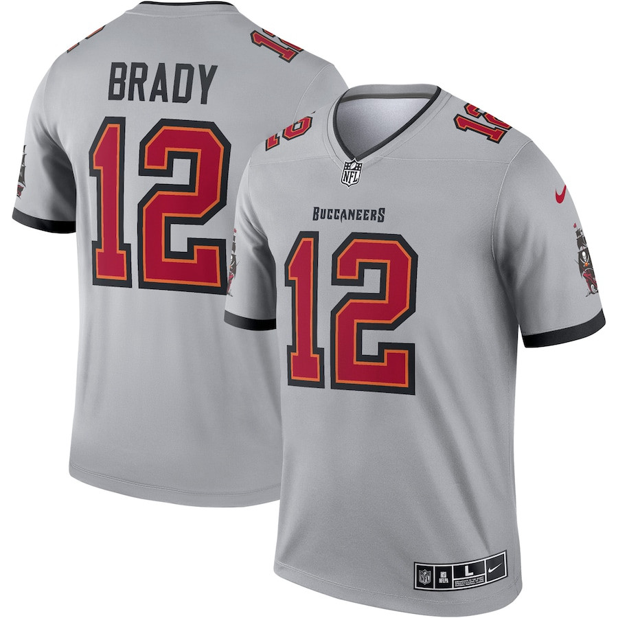 Tom Brady 12 Tampa Bay Buccaneers Inverted Legend Gray NFL Jersey Men's