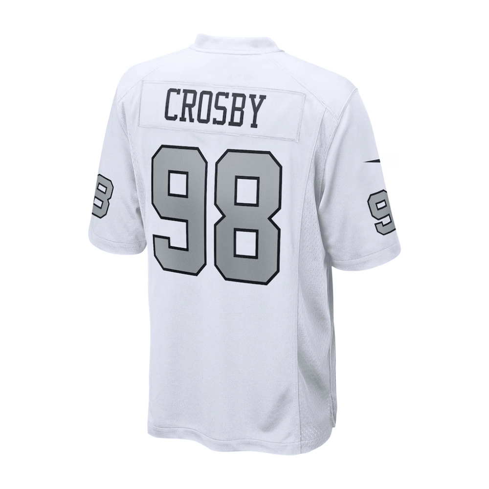 Maxx Crosby 98 Las Vegas Raiders 2025 Pro Bowl Patch Game White NFL Jersey Men's