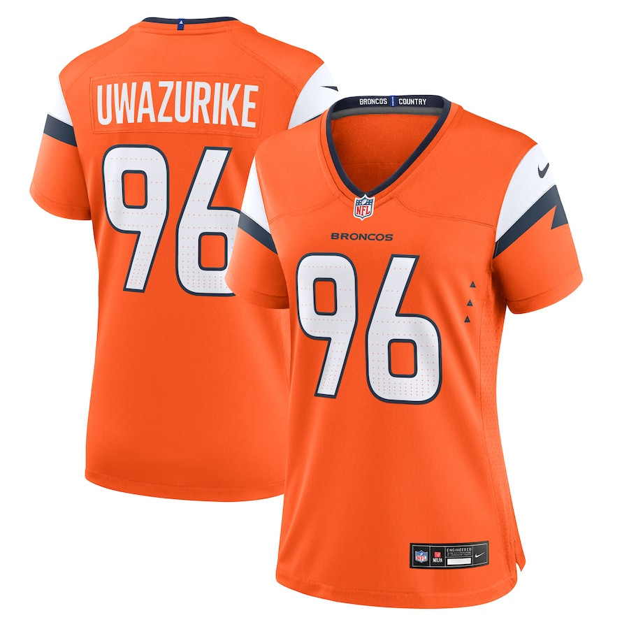 Eyioma Uwazurike 96 Denver Broncos Team Game Orange NFL Jersey Women's
