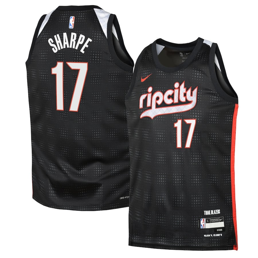 Shaedon Sharpe 17 Portland Trail Blazers 2024/25 Swingman Playe City Edition Black NBA Jersey Youth
