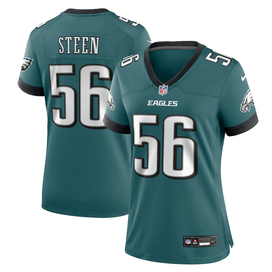 Tyler Steen 56 Philadelphia Eagles Team Game Midnight Green NFL Jersey Women's