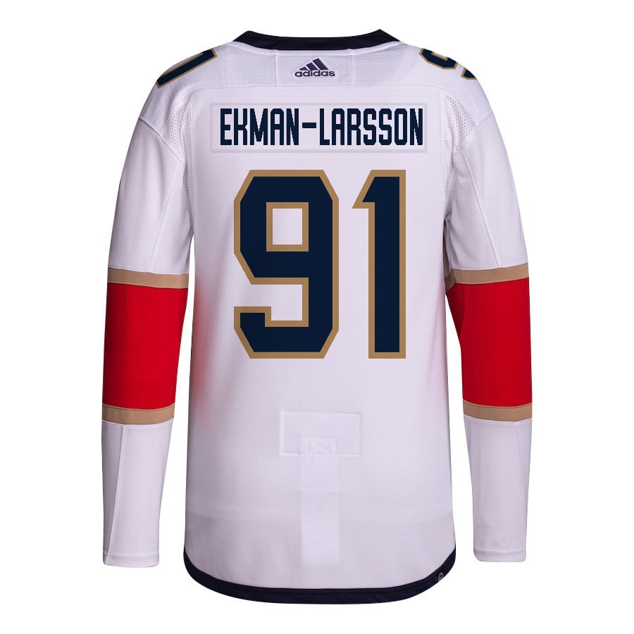 Oliver Ekman-Larsson 91 Florida Panthers 2024 Playoffs Patch Away Custom White NHL Jersey Men's