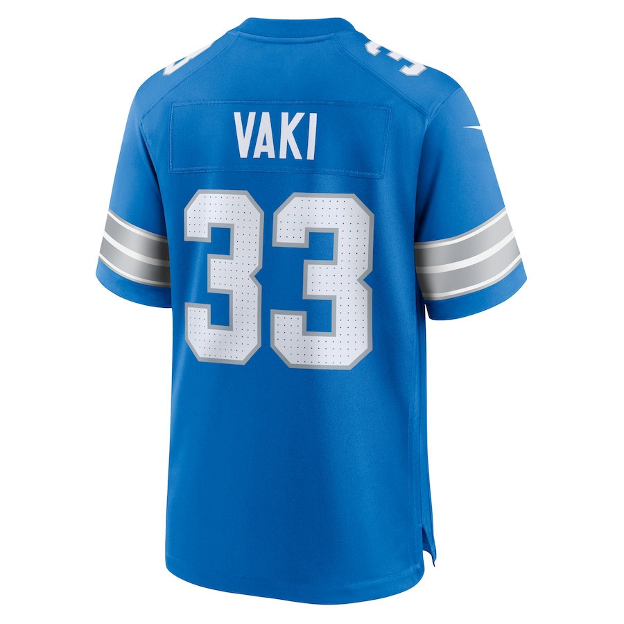 Sione Vaki #33 Detroit Lions Super Bowl LIX Blue NFL Jersey Men's