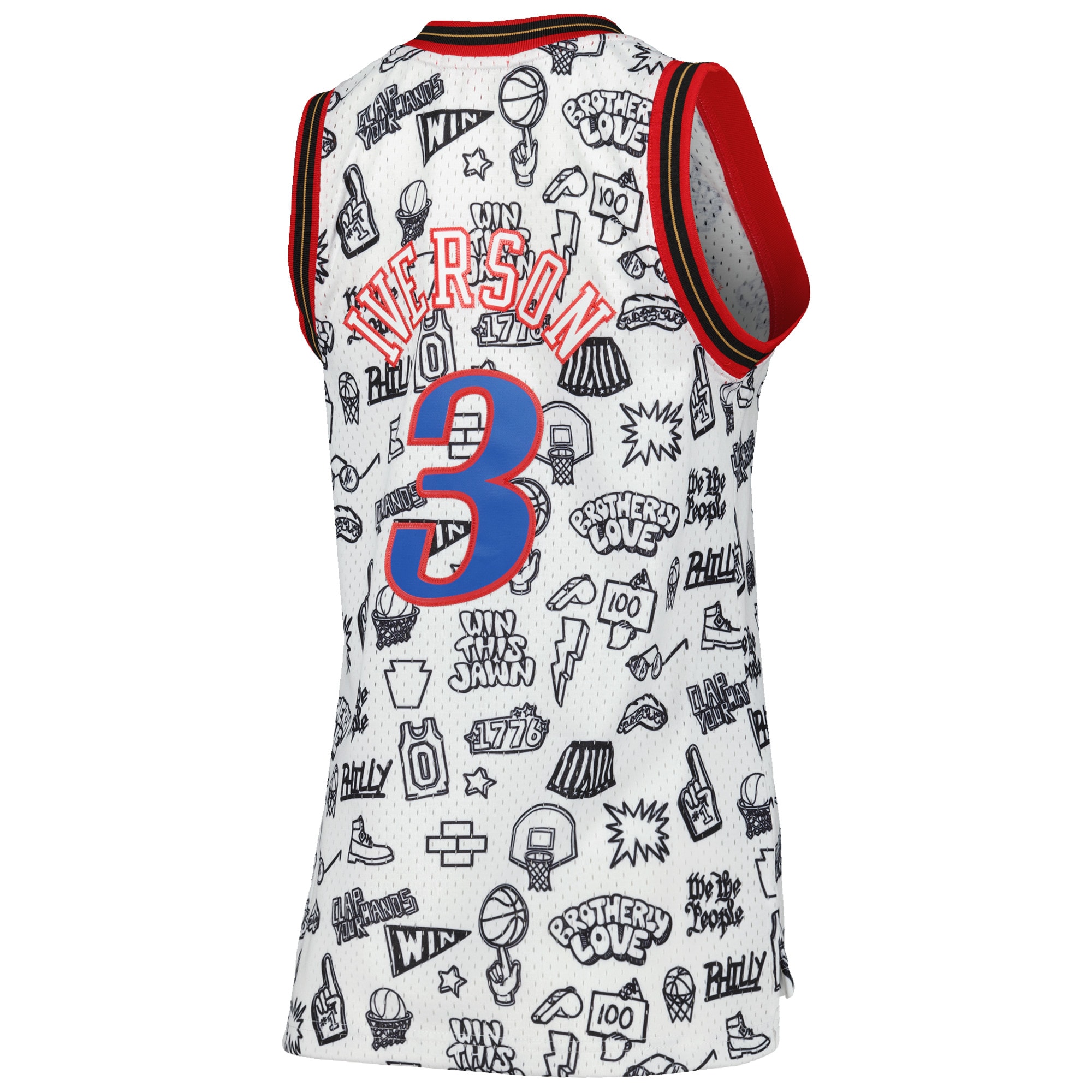 Mitchell Ness Allen Iverso White Philadelphia 76ers 2000 Doodle Swingman NBA Jersey Women's