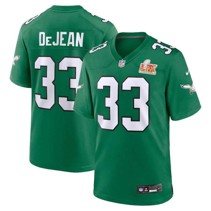 Cooper DeJean 33 Philadelphia Eagles Super Bowl LIX 2nd Alternate Game Kelly Green NFL Jersey Men's