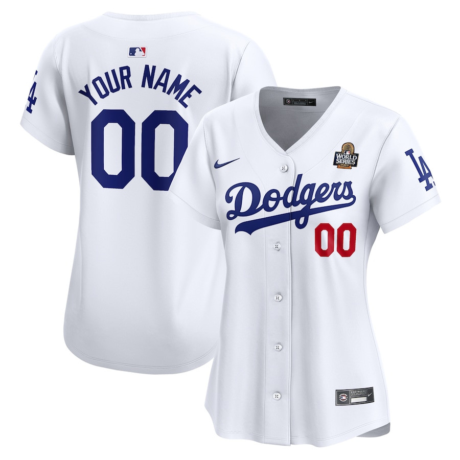 Los Angeles Dodgers 2024 World Series Home Custom Limited White MLB Jersey Women's