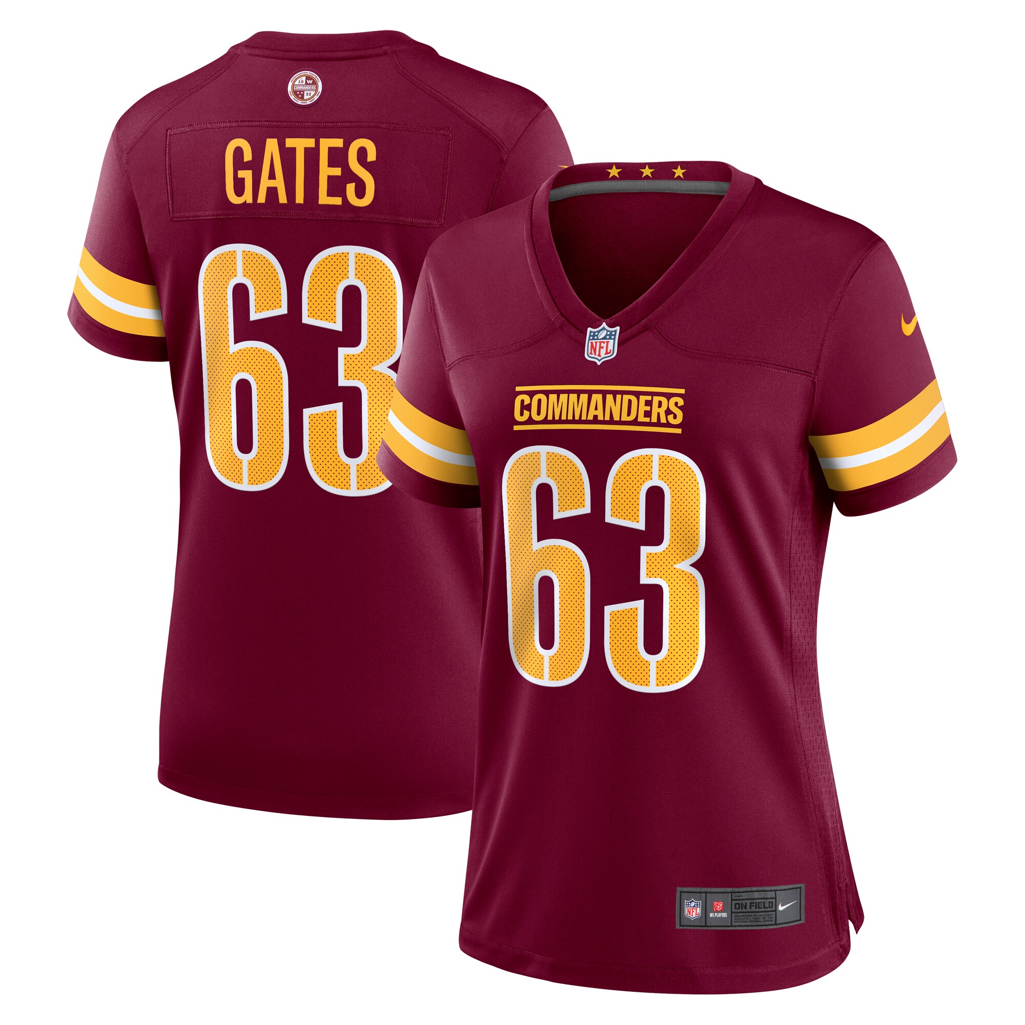 Washington Commanders Nick Gates Burgundy Game Player NFL Jersey Women's