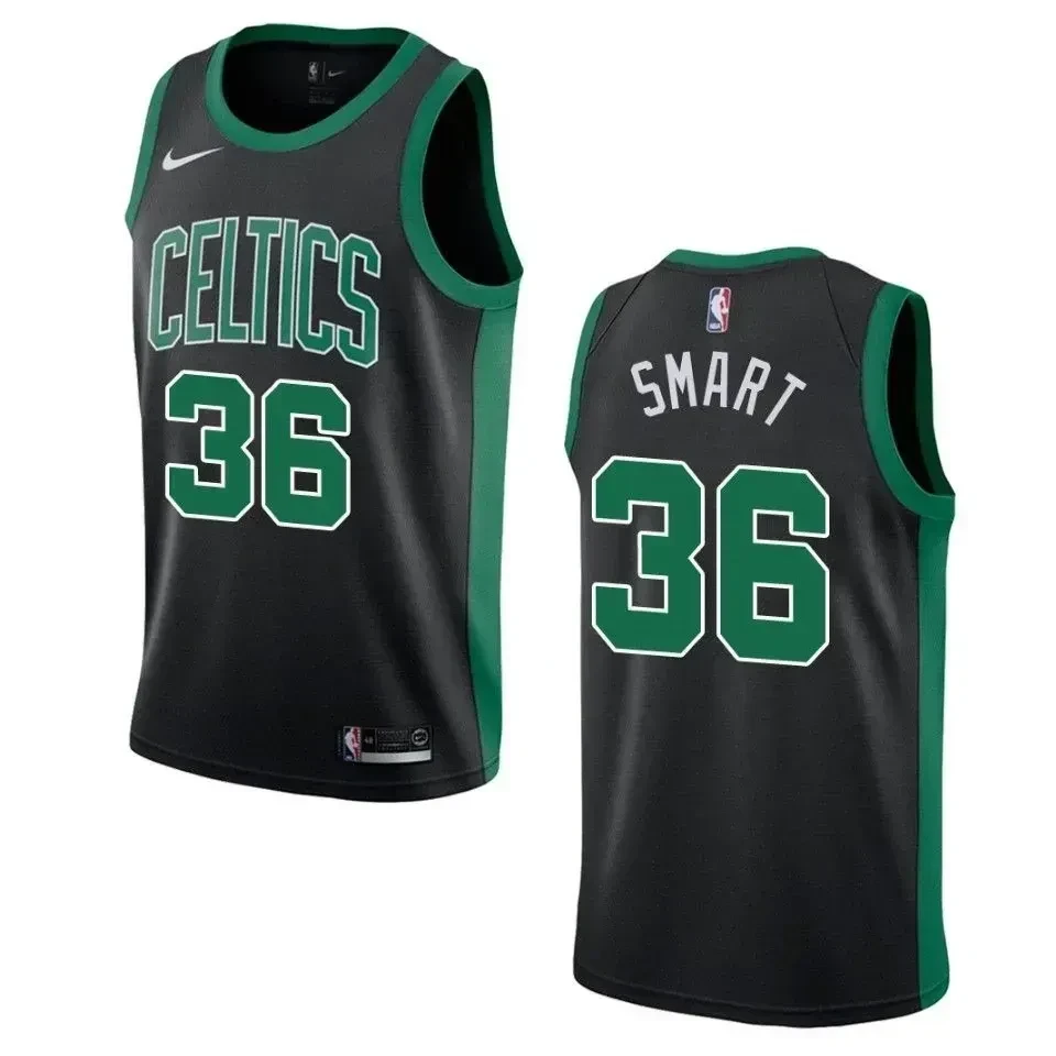 Boston Celtics 36 Marcus Smart Statement Swingman Black NBA Jersey Men's