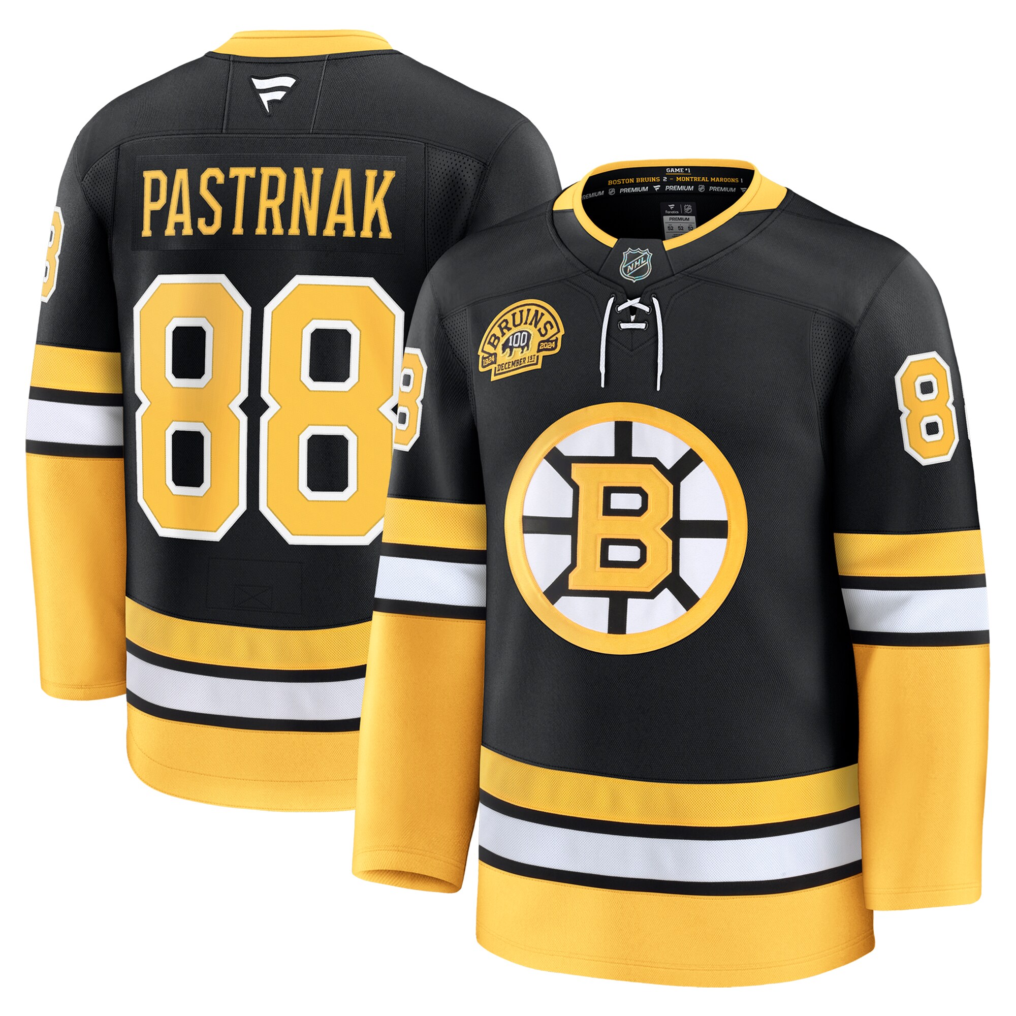 Boston Bruins David Pastrnak Black Alternate 100th Anniversary Premium NHL Jersey Men's
