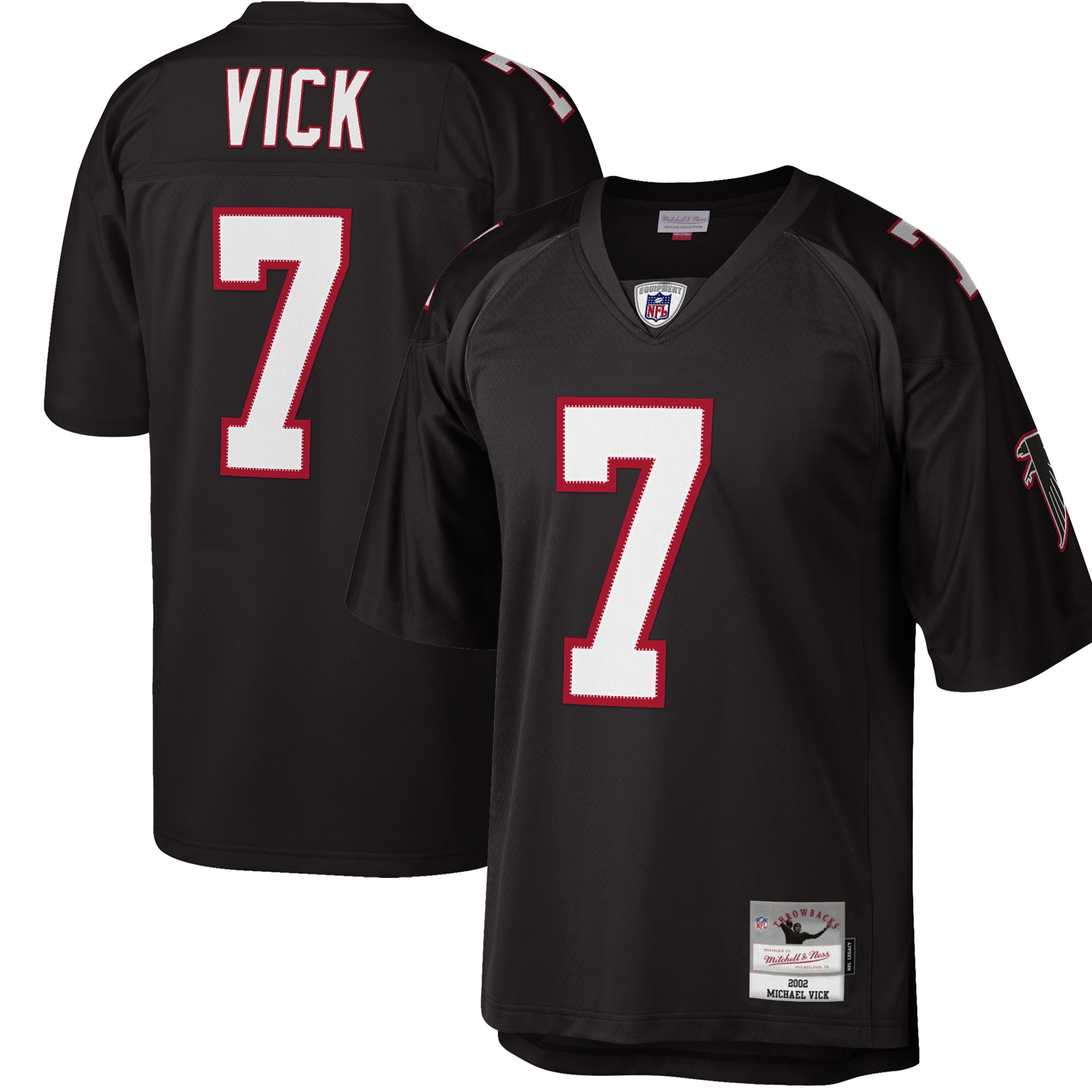 Atlanta Falcons Michael Vick Mitchell Ness Black Big Tall 2002 Retired Player NFL Jersey Men's