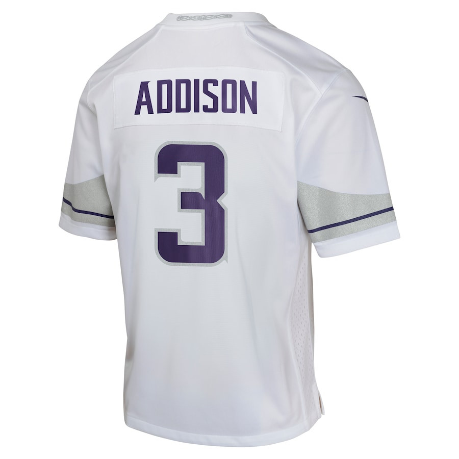 Jordan Addison 3 Minnesota Vikings Alternate Game White NFL Jersey Youth