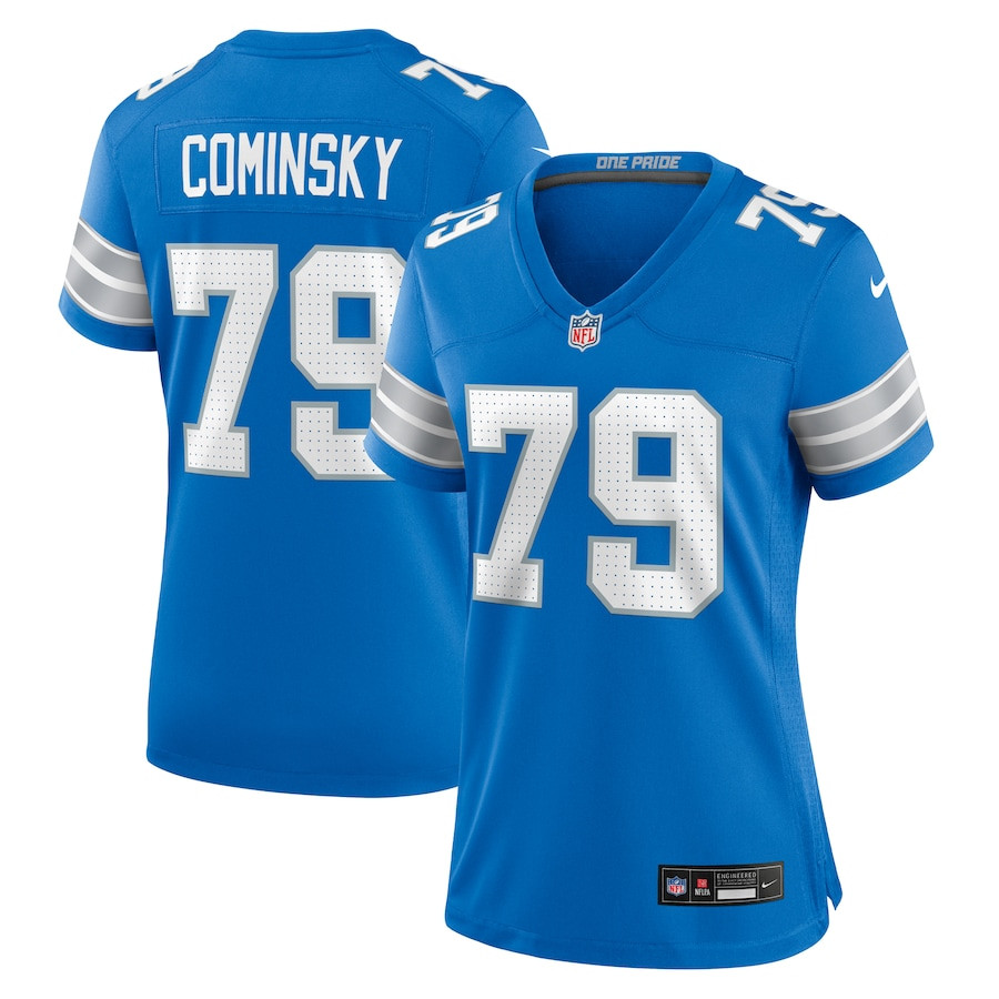 John Cominsky 79 Detroit Lions Team Game Blue NFL Jersey Women's