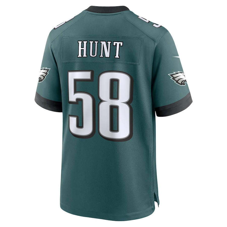Jalyx Hunt 58 Philadelphia Eagles Team Game Midnight Green NFL Jersey Men's